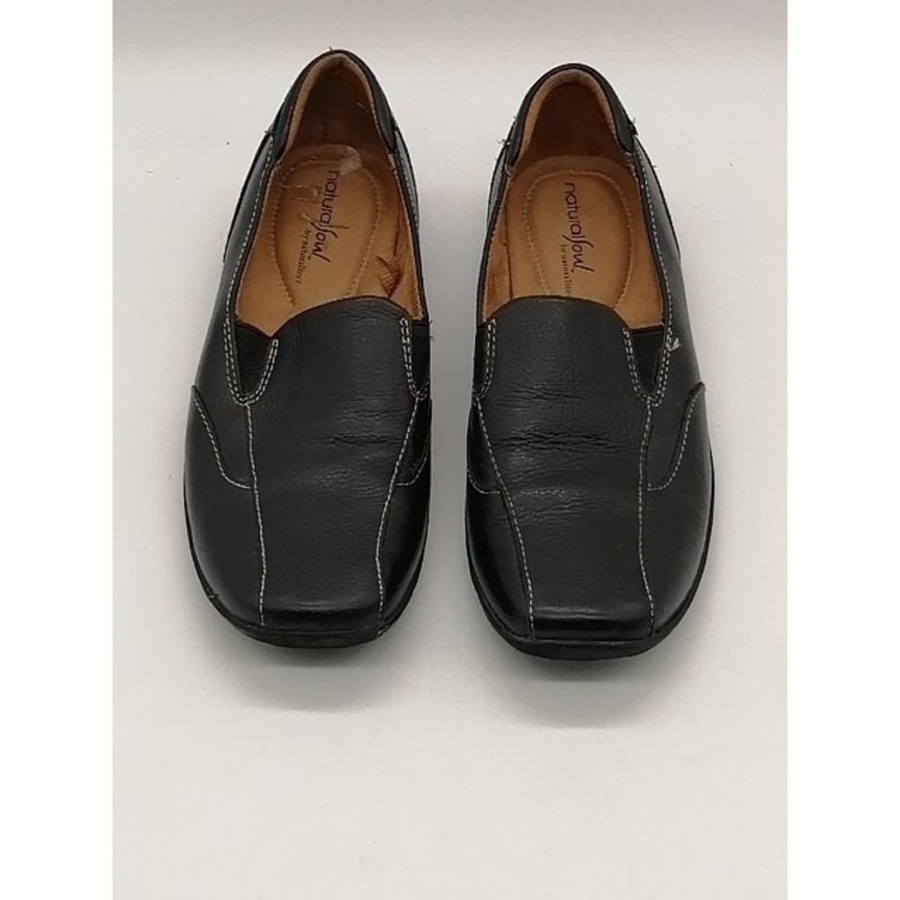 Natural Soul Flats Womens Fetlar Black 6 Leather Loafer Walking Shoe Stretch